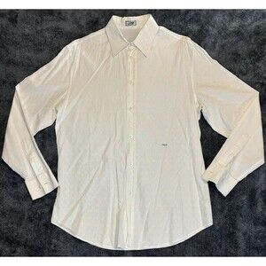 Gianni Versace Shirt Men’s XL White  Cotton GV Logo Made in Italy Vintage
